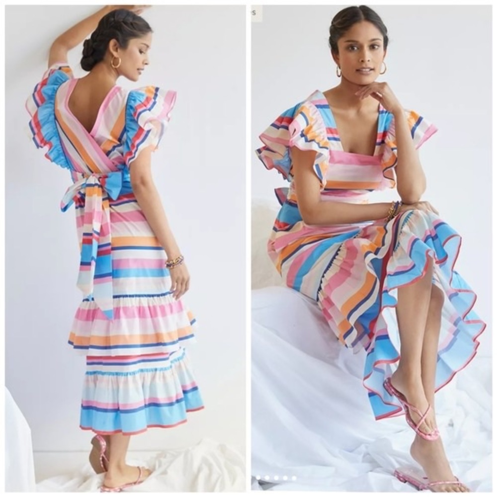✨ Anthropologie Ruffled Maxi Dress Sz LP